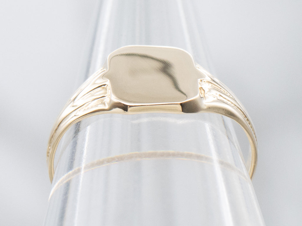 Mini Plain Rectangle Gold Vintage Signet Ring