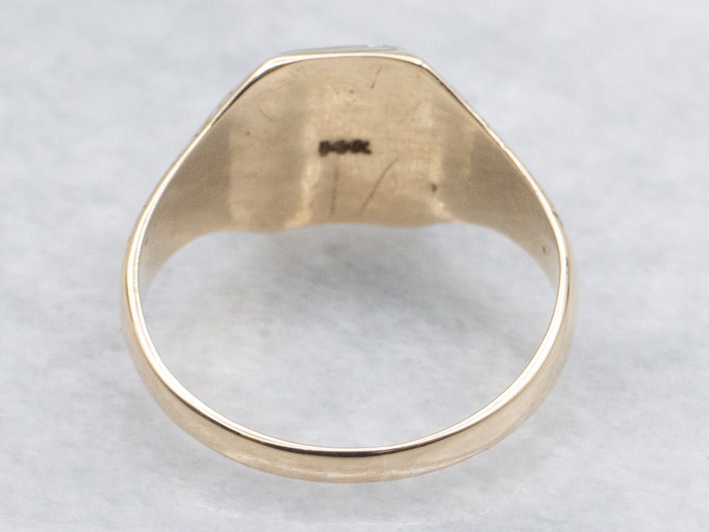 Antique Two-Tone Gold Signet Ring with Engraved Details