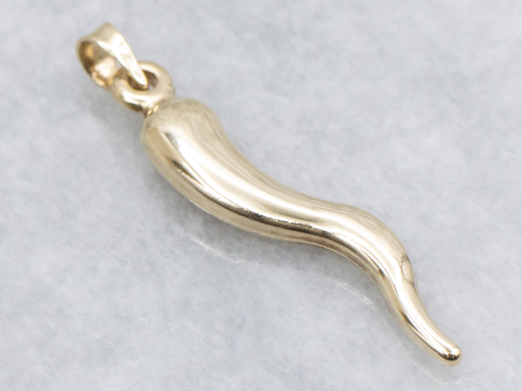 Yellow Gold Italian Horn Pendant