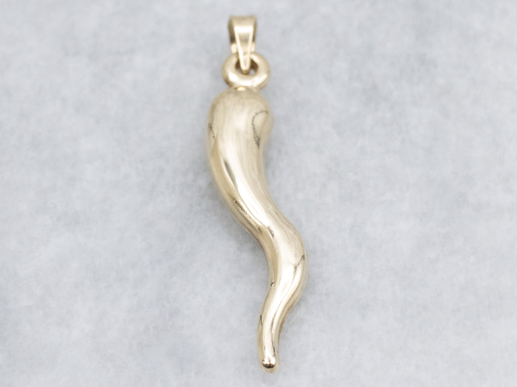 Yellow Gold Italian Horn Pendant