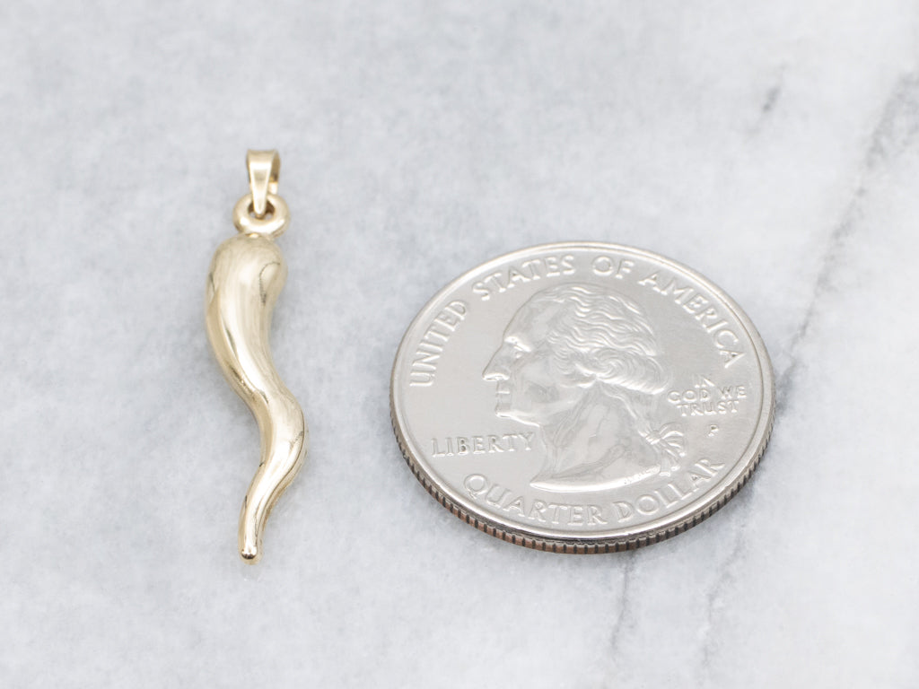Yellow Gold Italian Horn Pendant