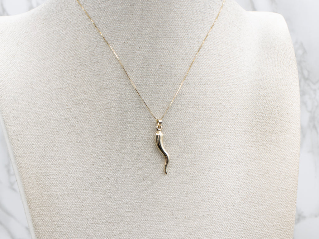 Yellow Gold Italian Horn Pendant