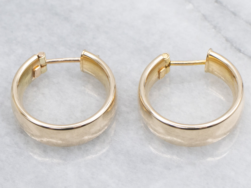 Wide Italian Yellow Gold Hoop Earrings