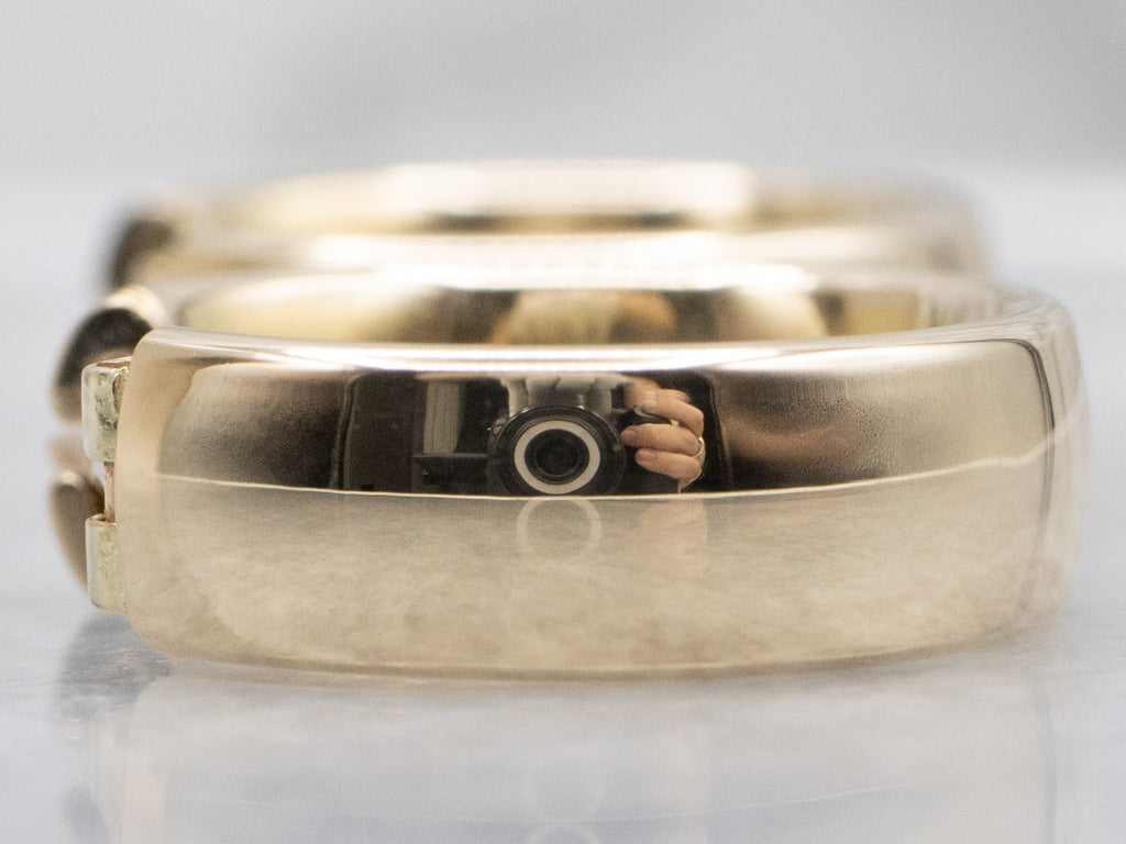 Wide Italian Yellow Gold Hoop Earrings