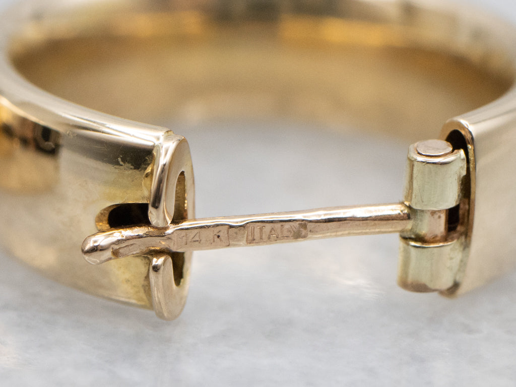 Wide Italian Yellow Gold Hoop Earrings
