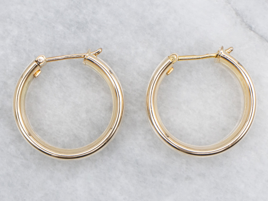 Wide Italian Yellow Gold Hoop Earrings