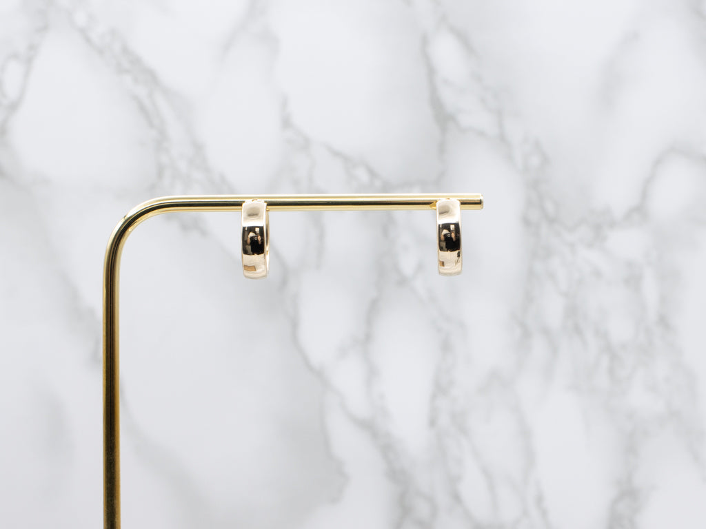 Wide Italian Yellow Gold Hoop Earrings