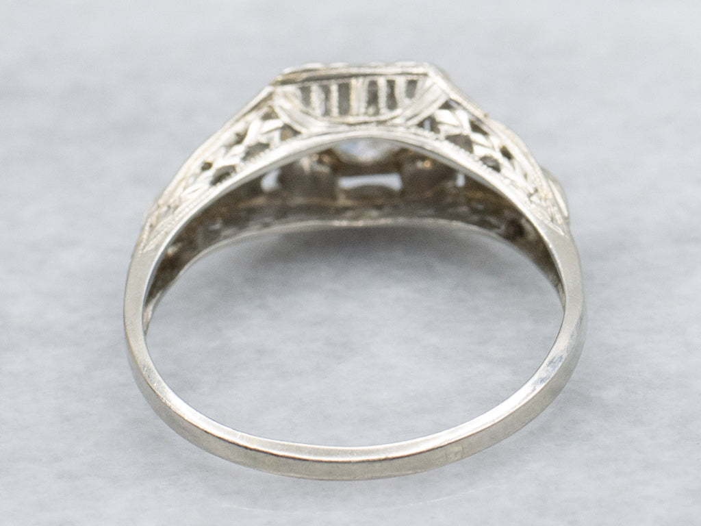 Late Art Deco European Cut Diamond Solitaire Engagement Ring