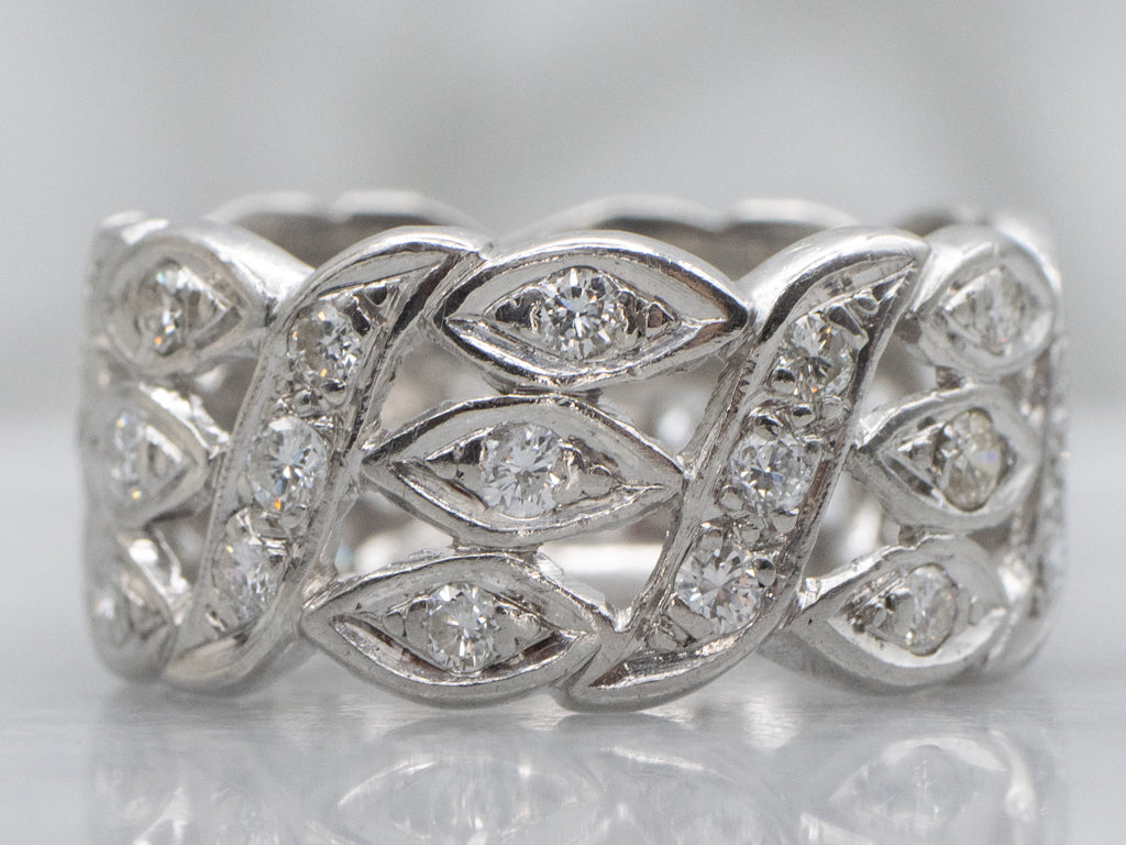 Vintage Diamond Pierced Platinum Eternity Band