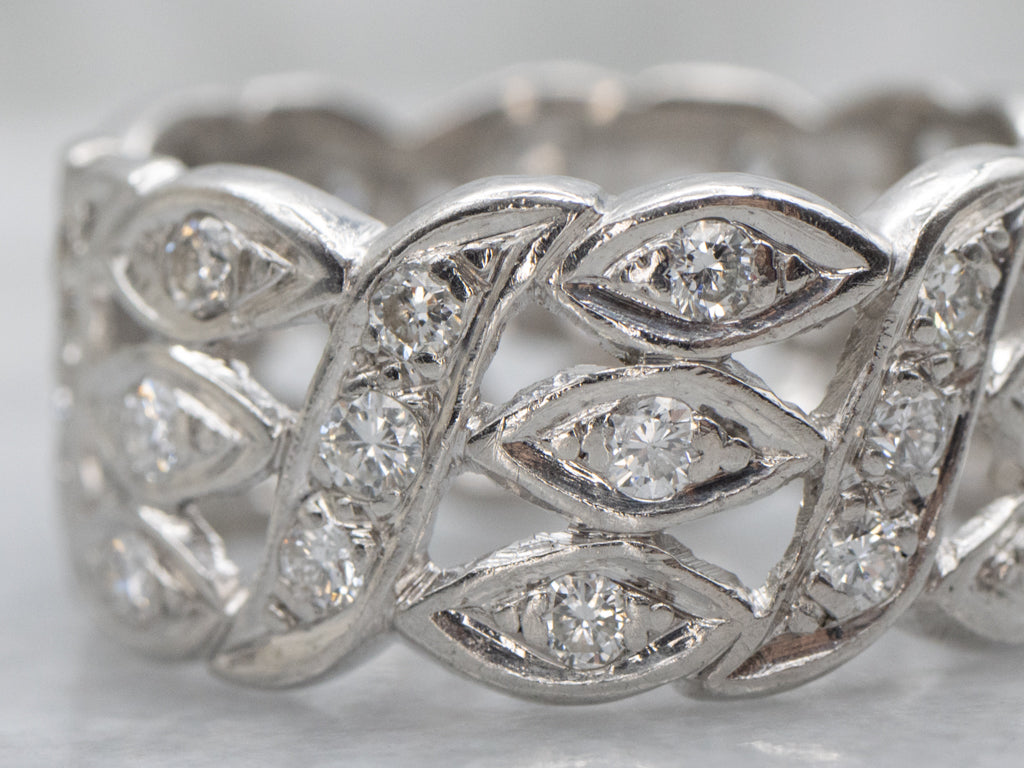 Vintage Diamond Pierced Platinum Eternity Band