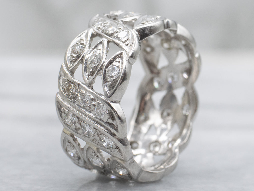 Vintage Diamond Pierced Platinum Eternity Band