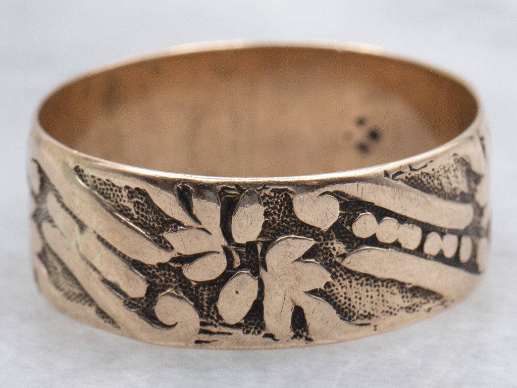 Botanical Patterned Rose Gold Victorian Cigar Band