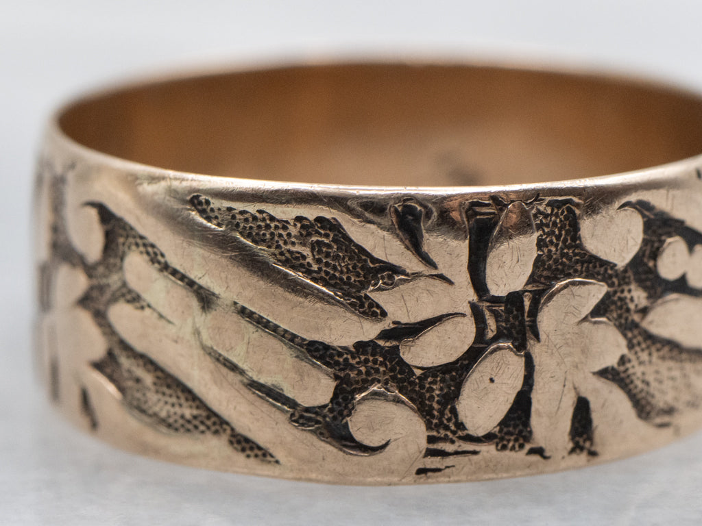 Botanical Patterned Rose Gold Victorian Cigar Band