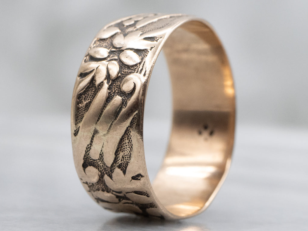 Botanical Patterned Rose Gold Victorian Cigar Band