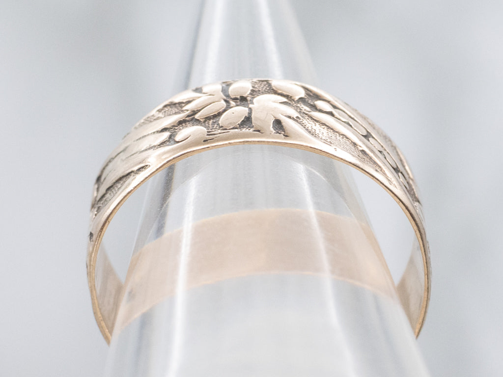 Botanical Patterned Rose Gold Victorian Cigar Band