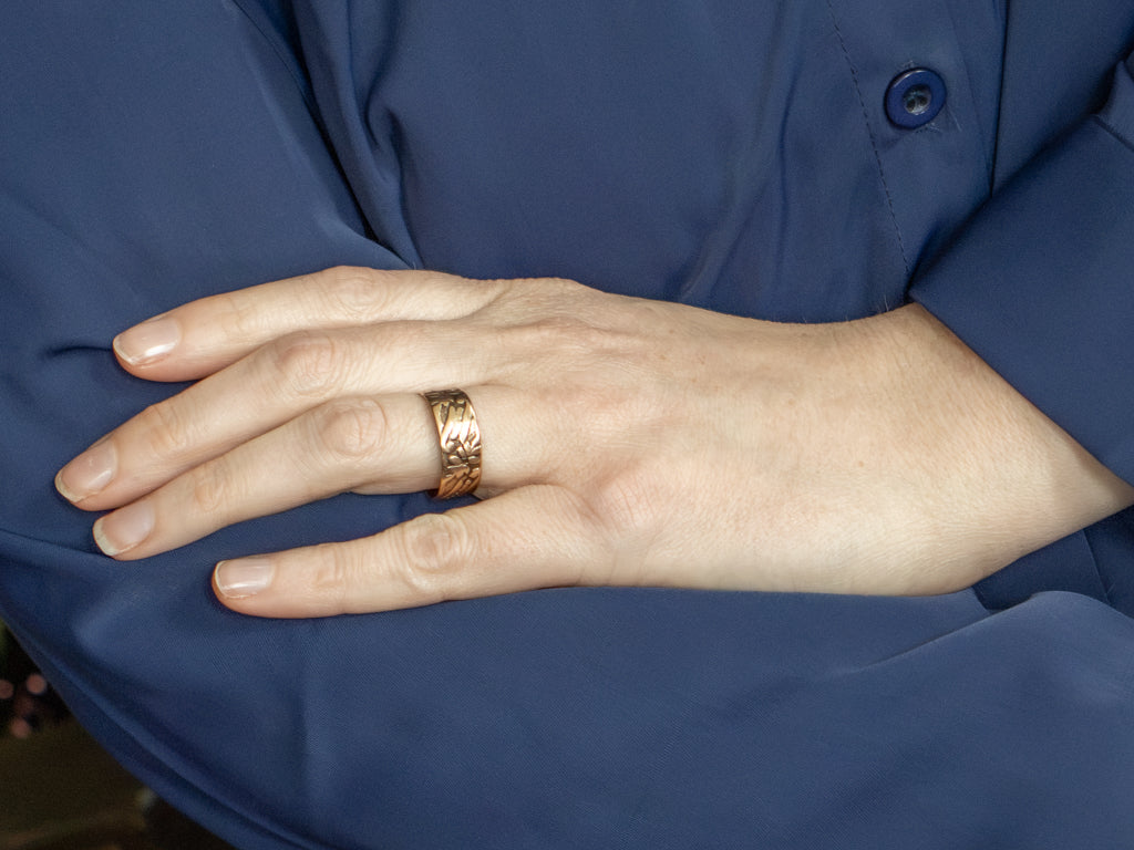 Botanical Patterned Rose Gold Victorian Cigar Band