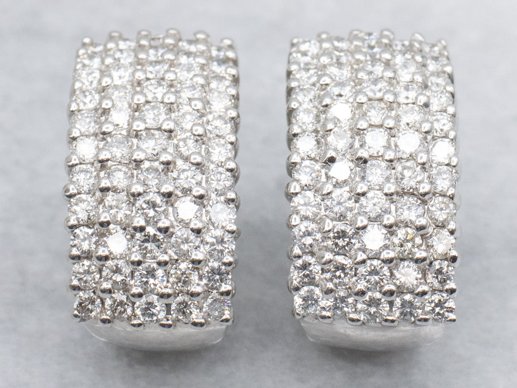 White Gold Diamond Encrusted Statement Earrings