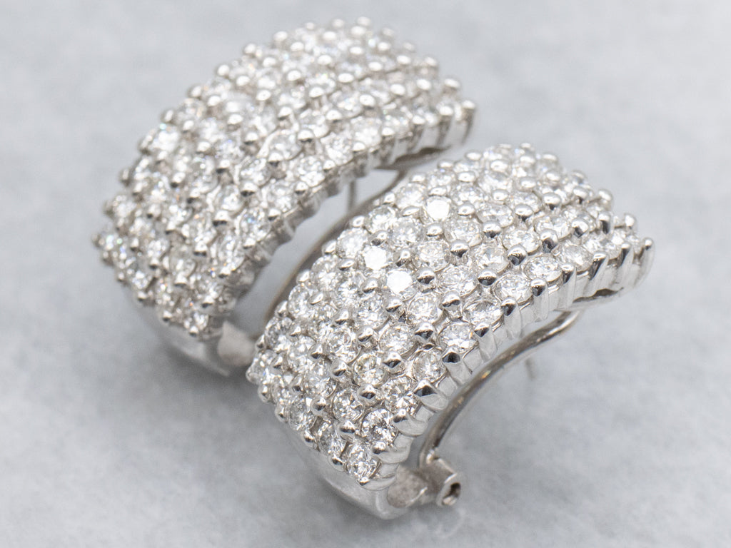 White Gold Diamond Encrusted Statement Earrings