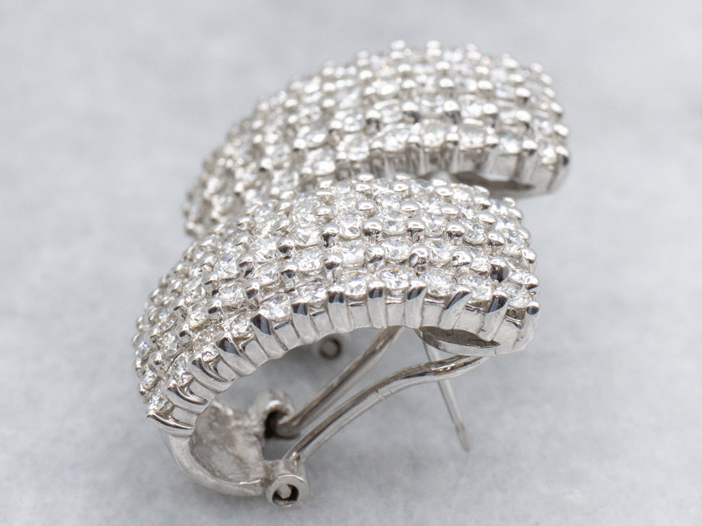 White Gold Diamond Encrusted Statement Earrings