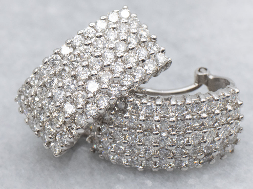 White Gold Diamond Encrusted Statement Earrings