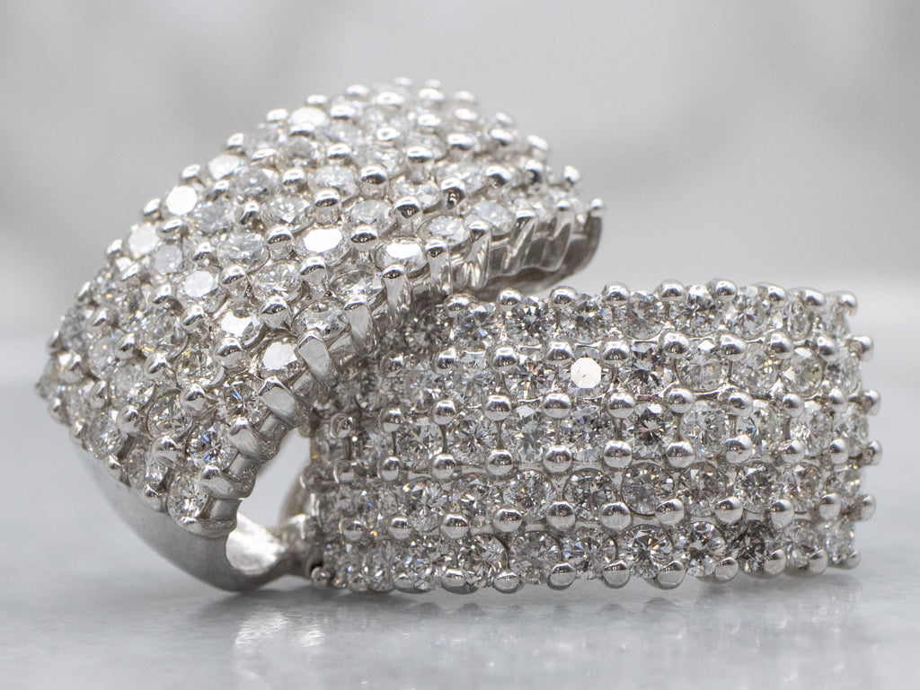 White Gold Diamond Encrusted Statement Earrings