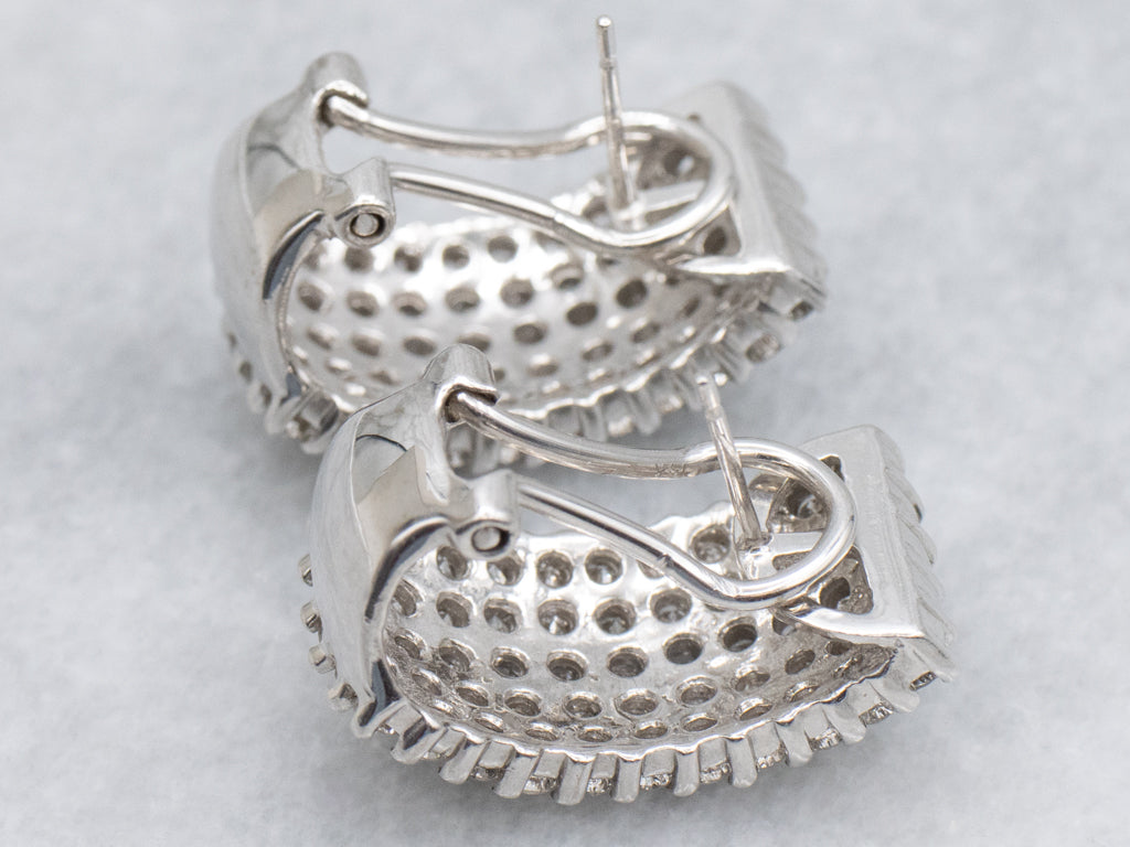 White Gold Diamond Encrusted Statement Earrings