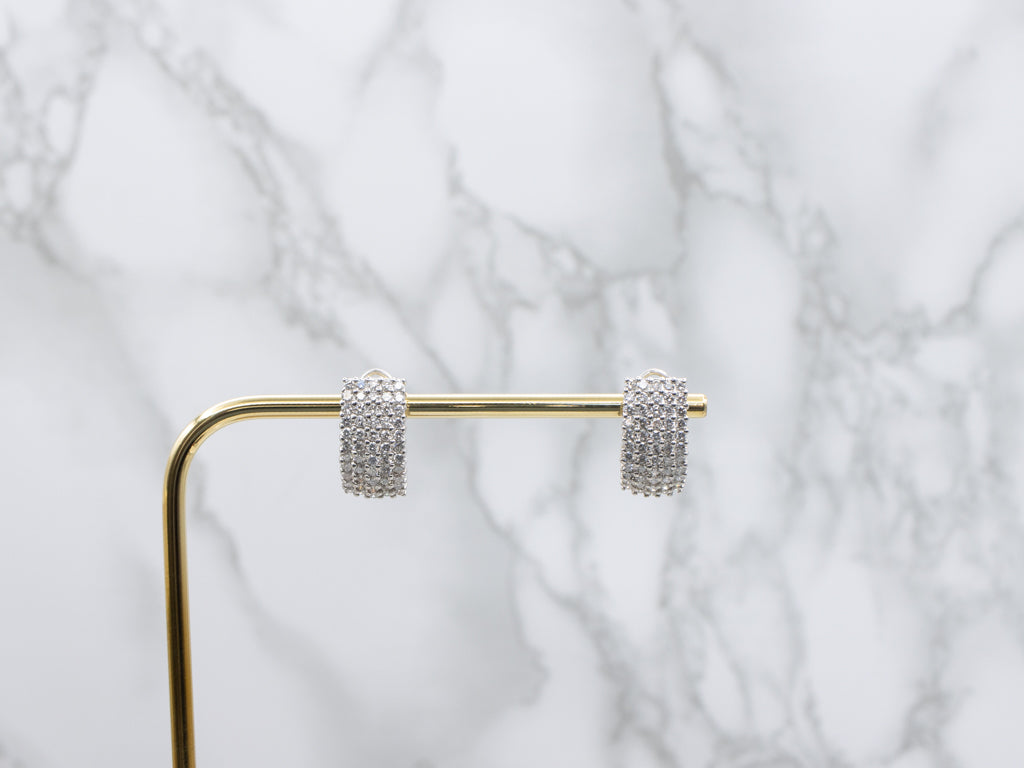 White Gold Diamond Encrusted Statement Earrings