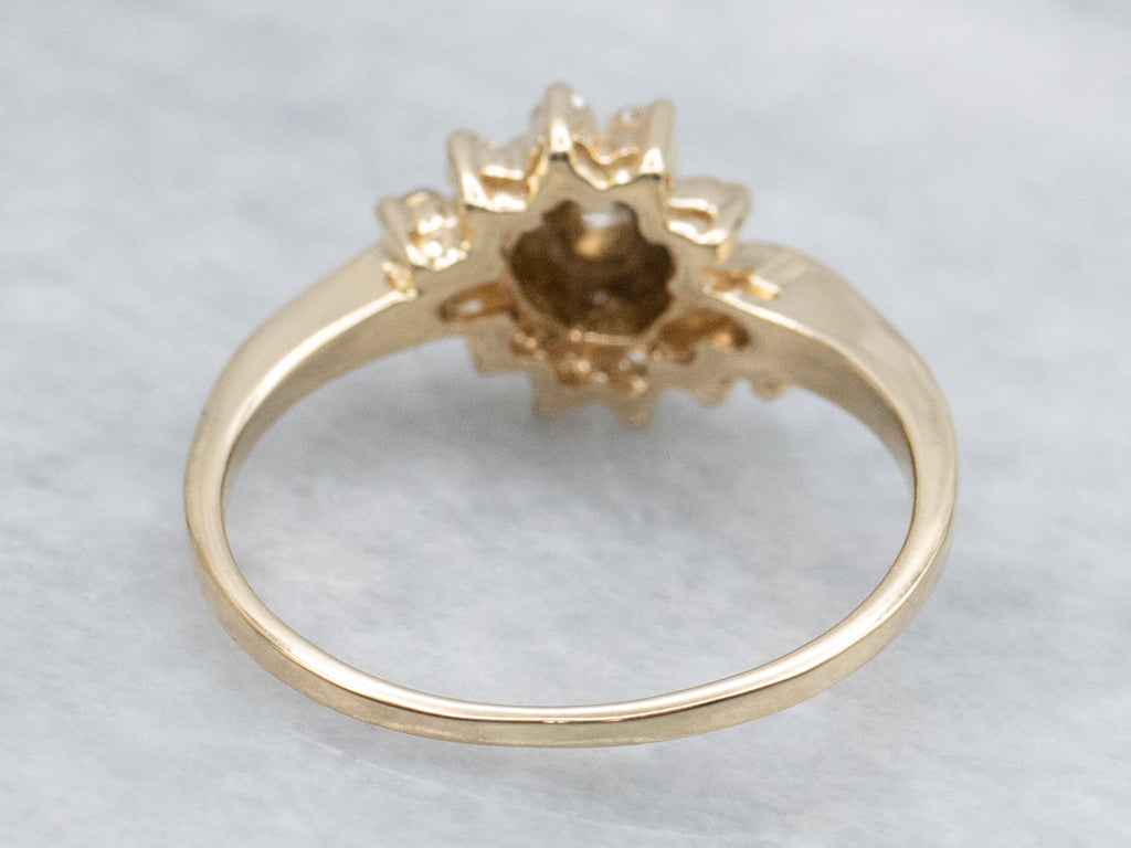 Yellow Gold Diamond Cluster Bypass Ring