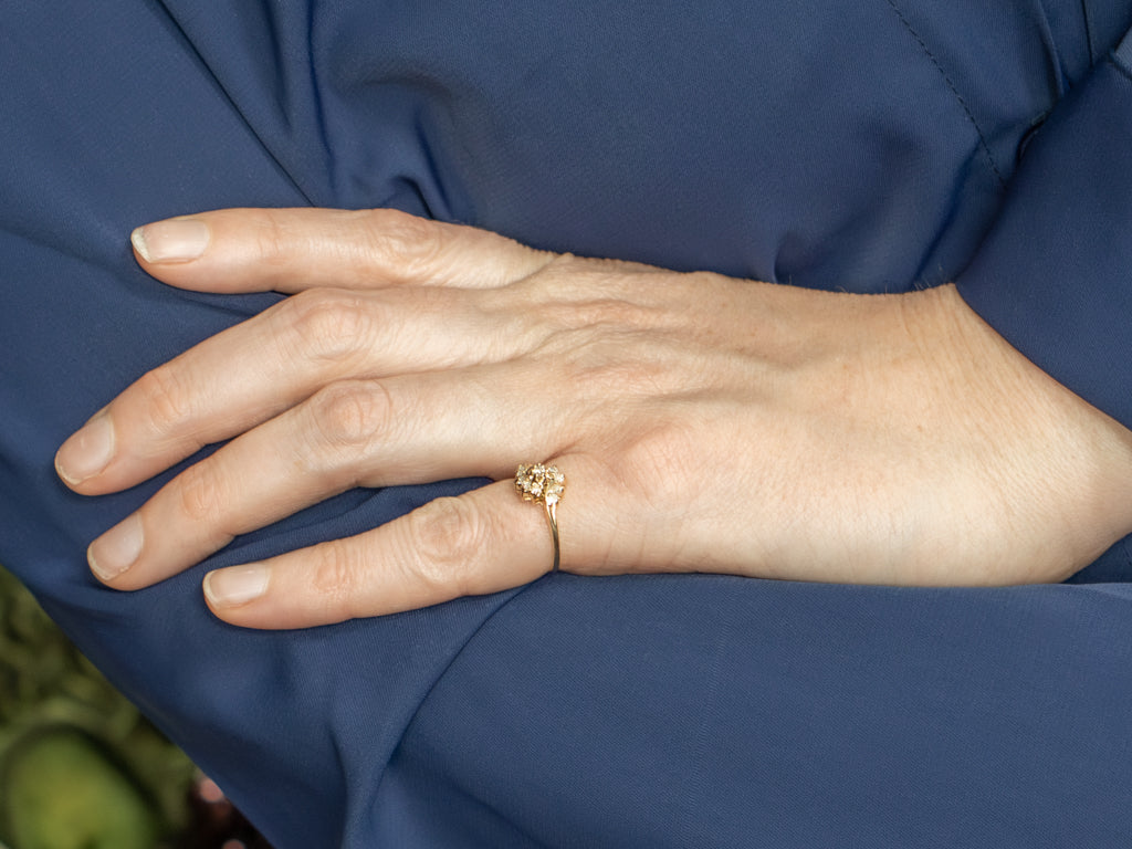 Yellow Gold Diamond Cluster Bypass Ring