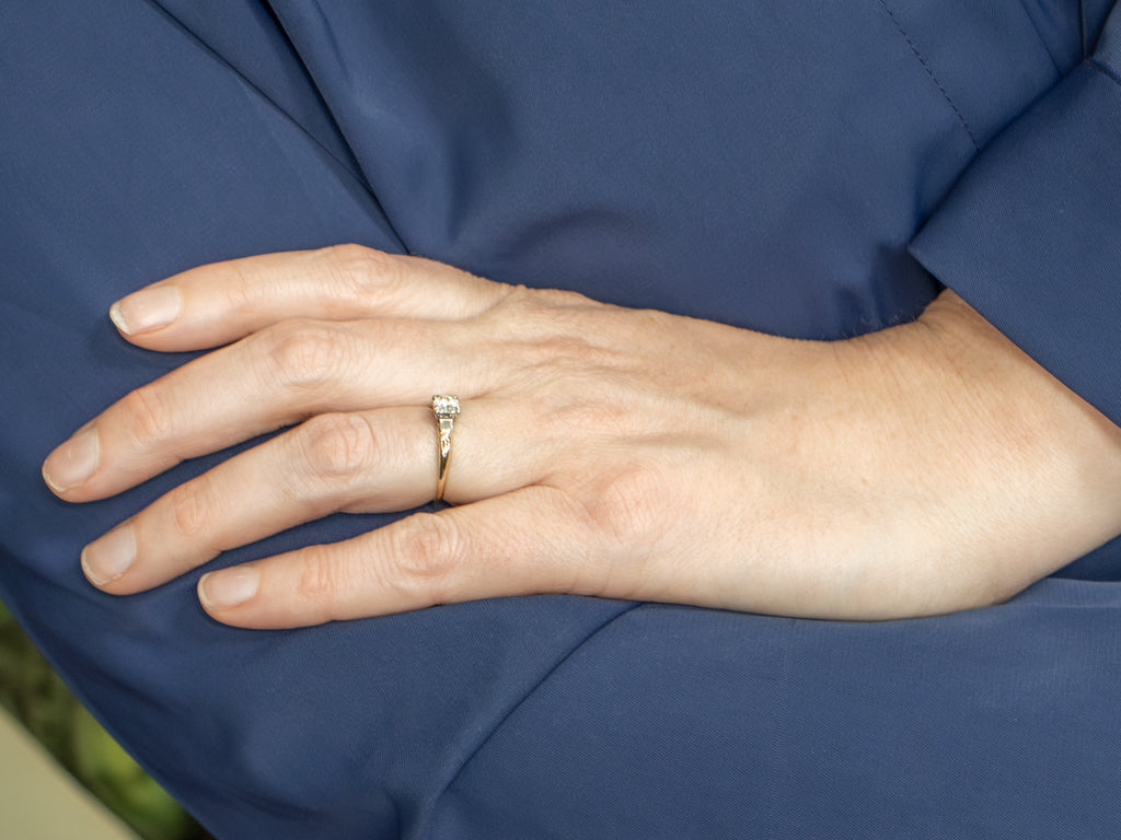 Retro European Cut Diamond Solitaire Two-Tone Engagement Ring