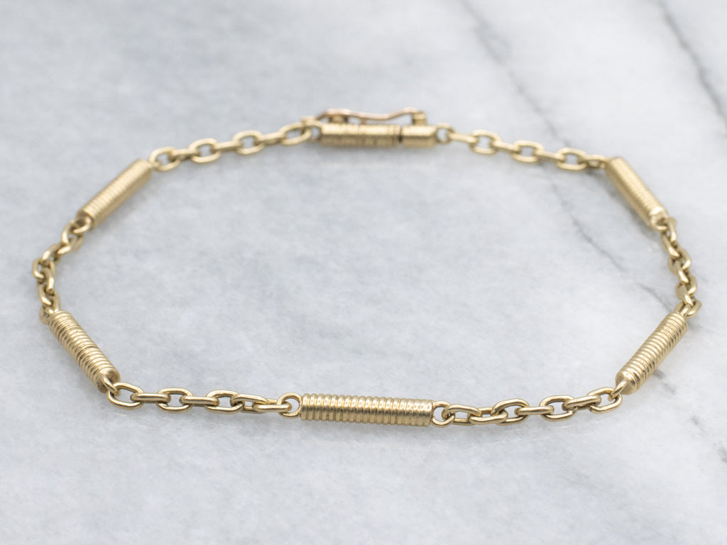 Coiled-Tube and Curb Link 18-Karat Gold Bracelet