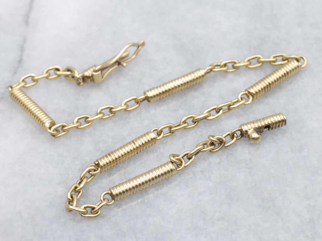 Coiled-Tube and Curb Link 18-Karat Gold Bracelet