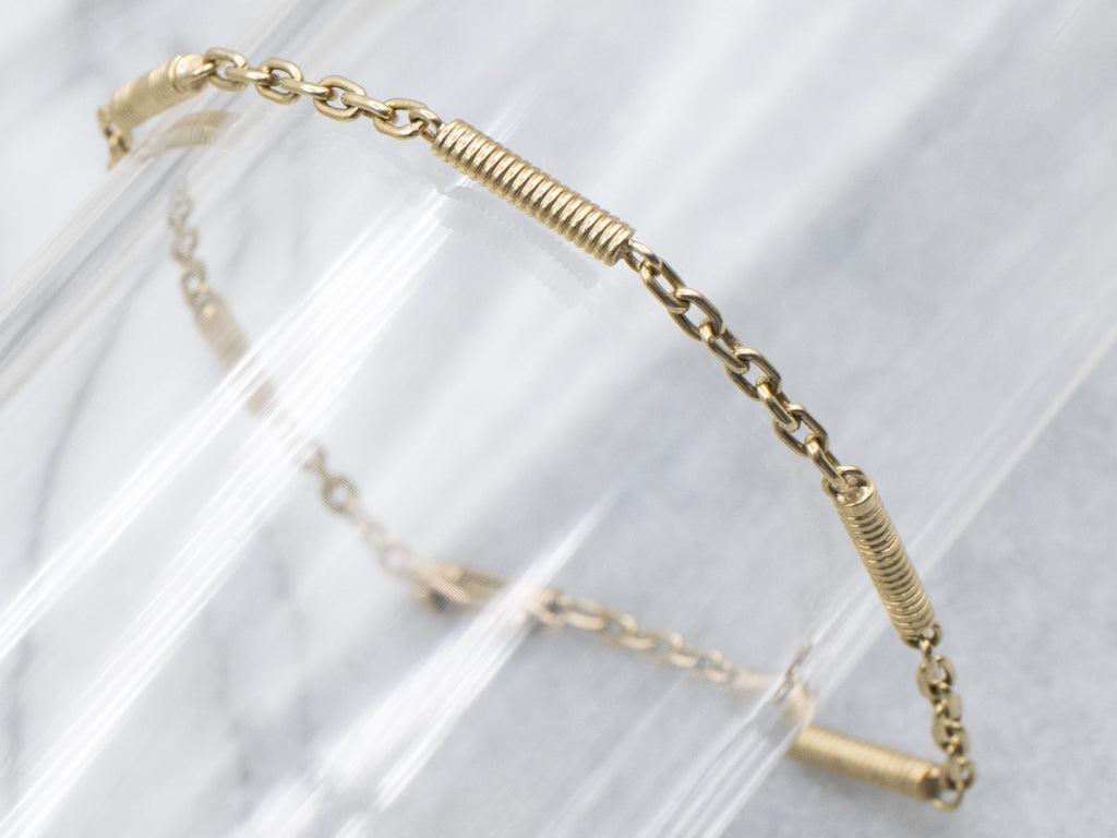 Coiled-Tube and Curb Link 18-Karat Gold Bracelet