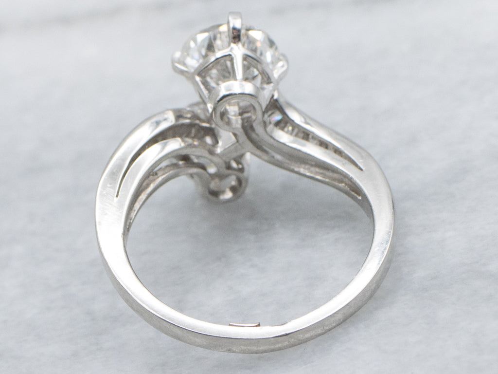 Vintage Double Diamond and Platinum Bypass Ring