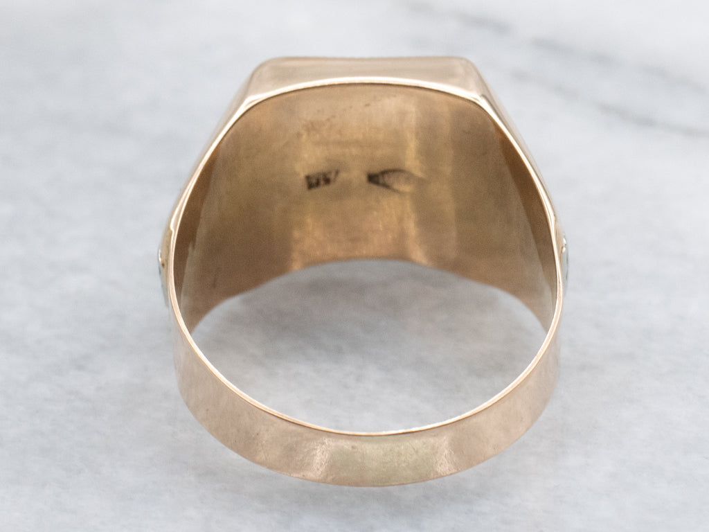 Men's Vintage Two-Tone Gold Diamond Signet Ring