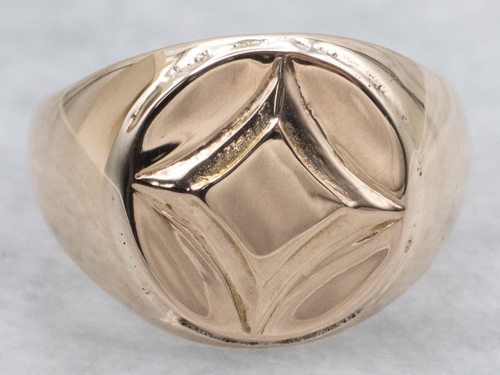Vintage Star-Motif Rose Gold Signet Ring