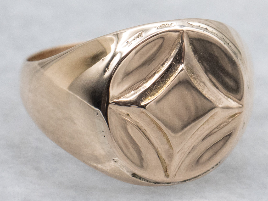 Vintage Star-Motif Rose Gold Signet Ring