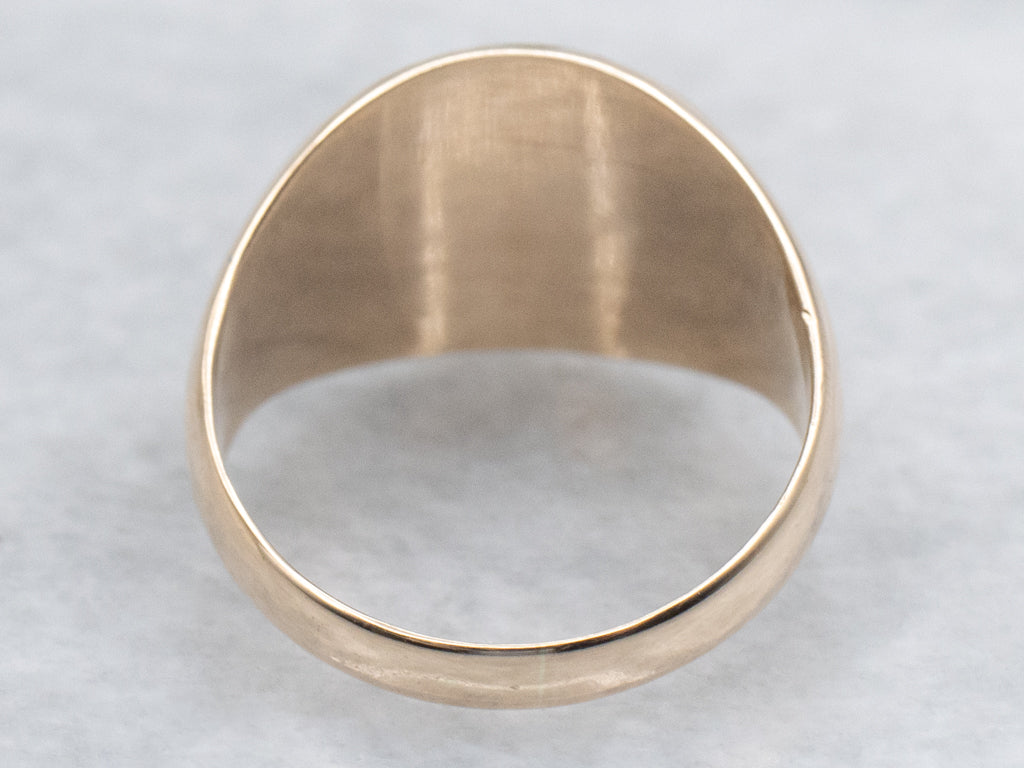 Vintage Star-Motif Rose Gold Signet Ring