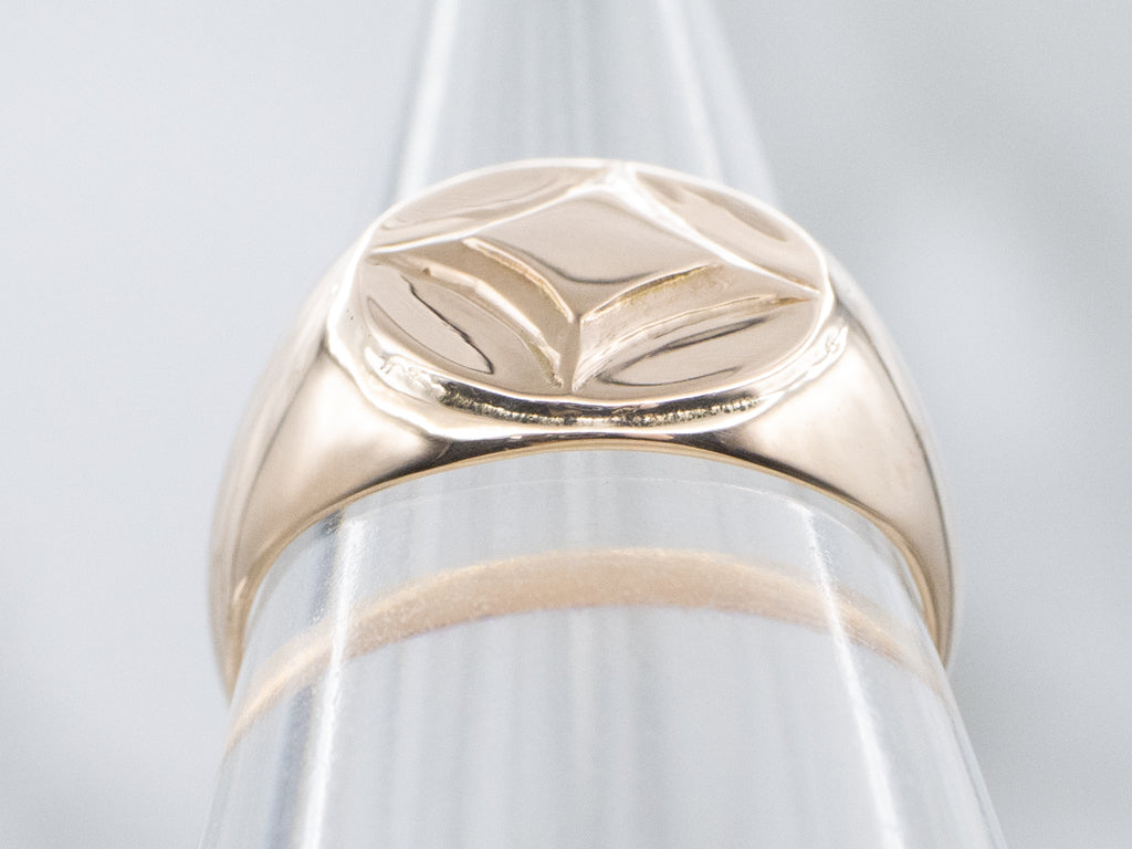 Vintage Star-Motif Rose Gold Signet Ring