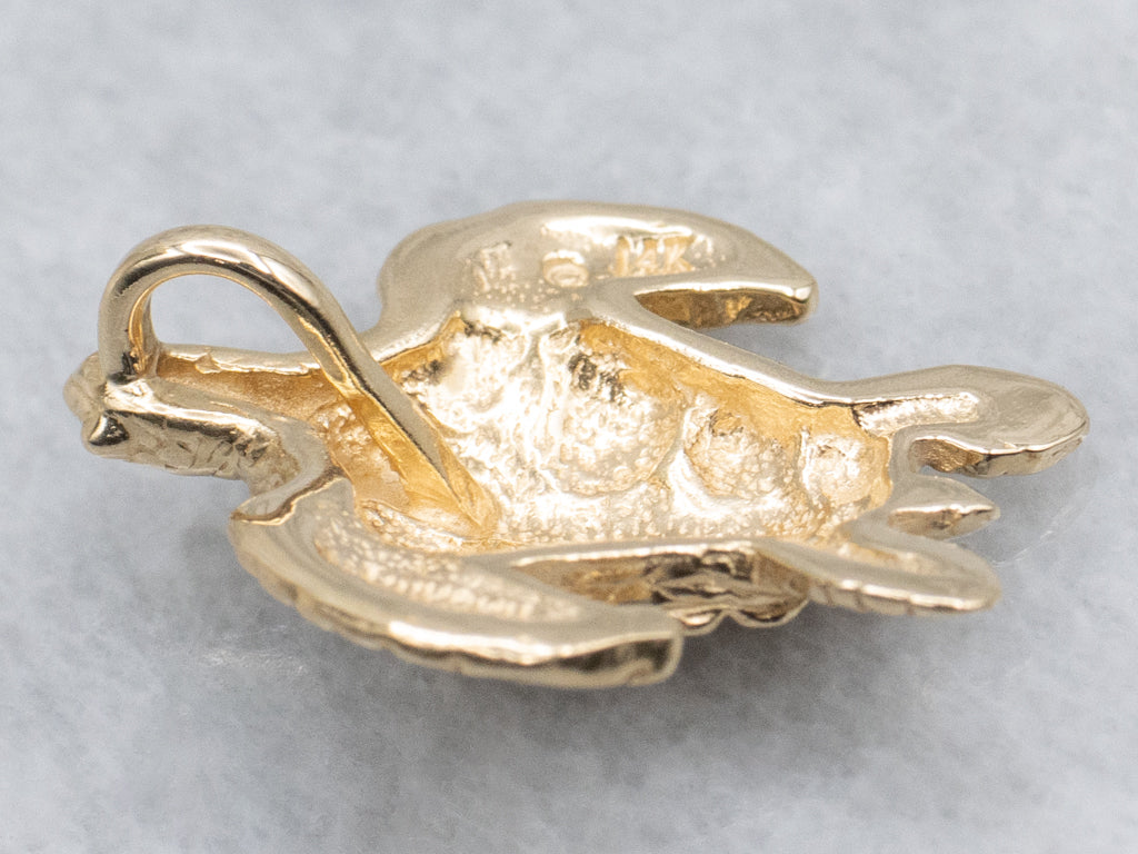 Textured Yellow Gold Sea Turtle Pendant by Kabana