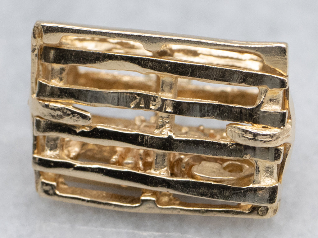 Lobster Trap Gold Pendant with Trapped Lobster