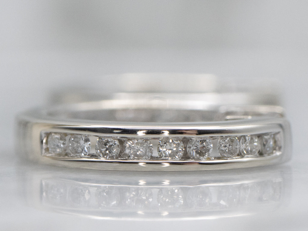 White Gold Channel-Set Diamond Huggie Hoop Earrings