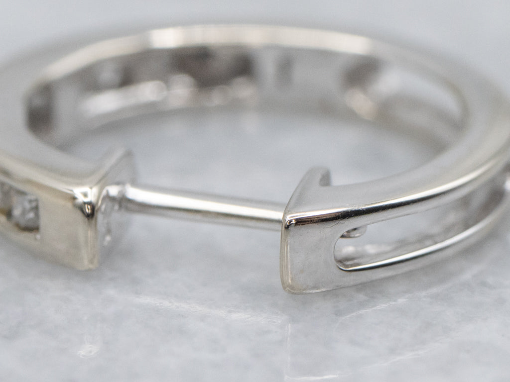 White Gold Channel-Set Diamond Huggie Hoop Earrings