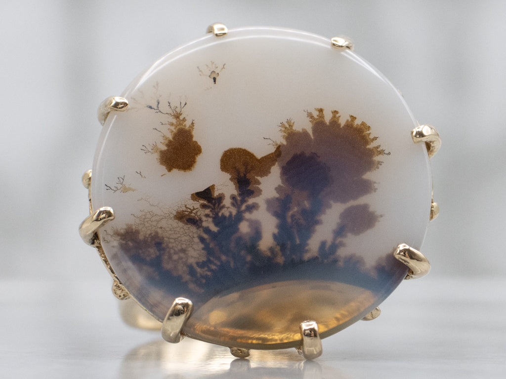 Dendritic Agate Yellow Gold Cocktail Ring