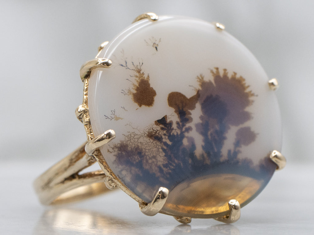 Dendritic Agate Yellow Gold Cocktail Ring
