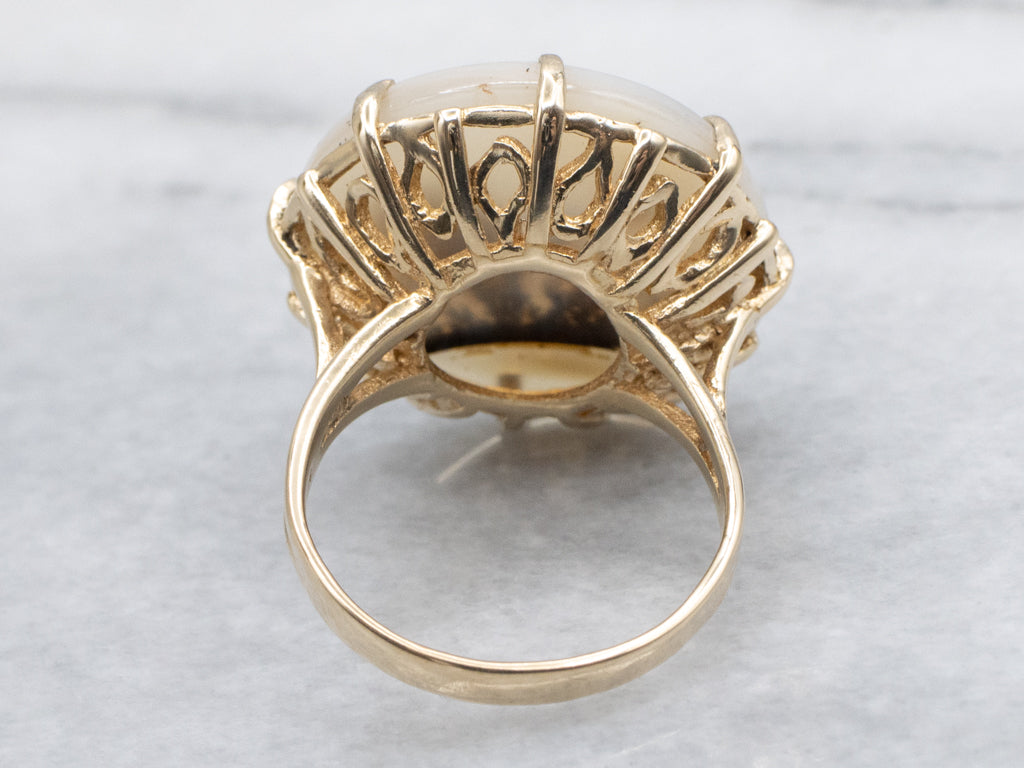 Dendritic Agate Yellow Gold Cocktail Ring