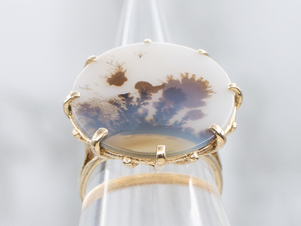 Dendritic Agate Yellow Gold Cocktail Ring