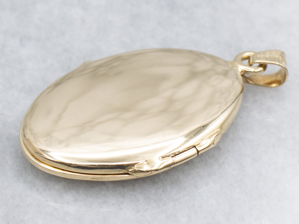 Vintage Gold Botanically Engraved Oval Locket