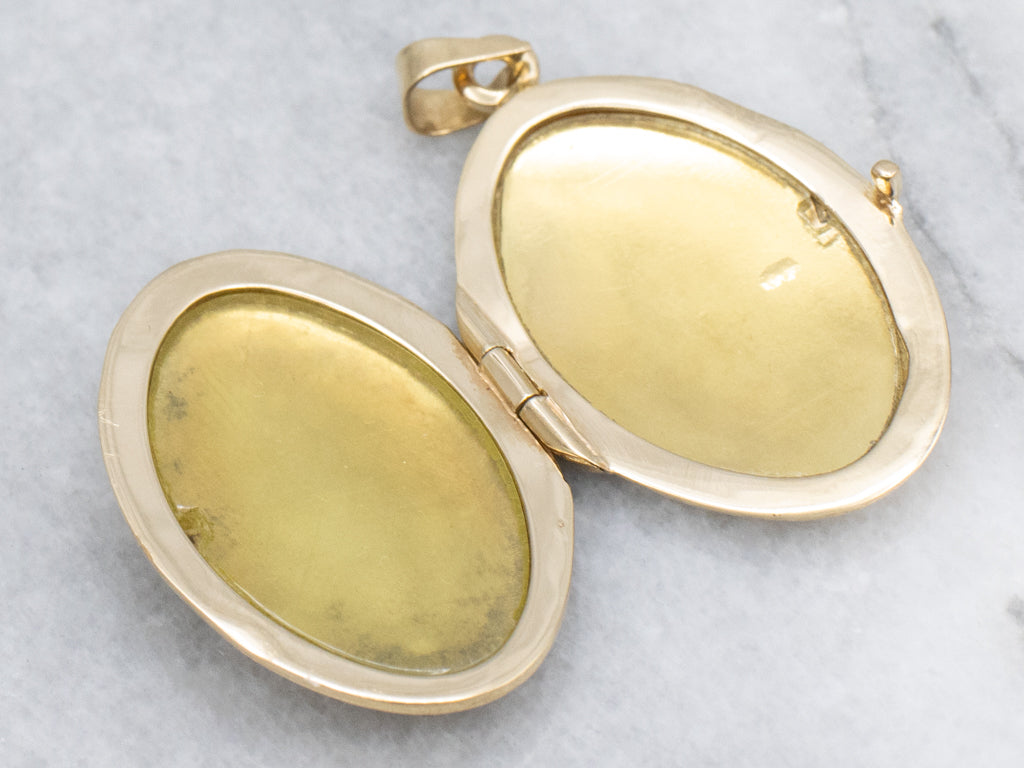Vintage Gold Botanically Engraved Oval Locket