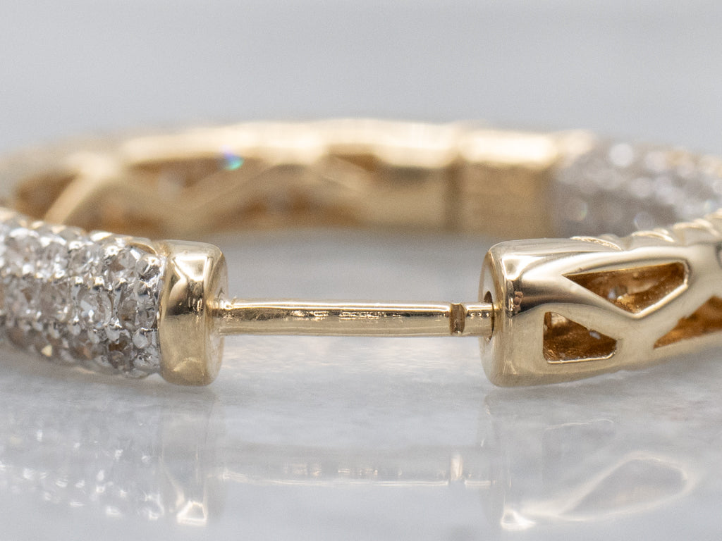 Diamond Encrusted Two-Tone Hoop Earrings